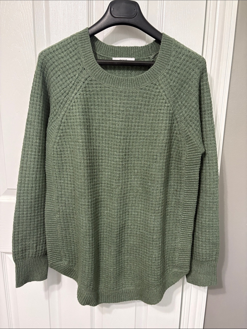 Ricki's Sage Green Waffle-Knit Crewneck Sweater